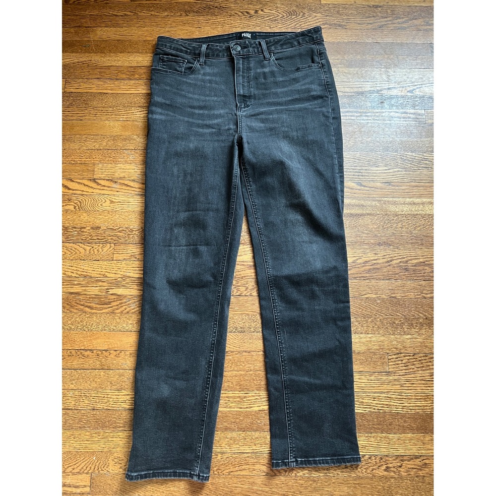Paige Sarah Slim High Rise Straight Leg Jeans Faded Black Size 31